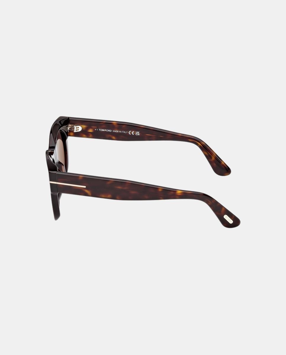 Óculos de sol redondos havana com lentes castanhas 3