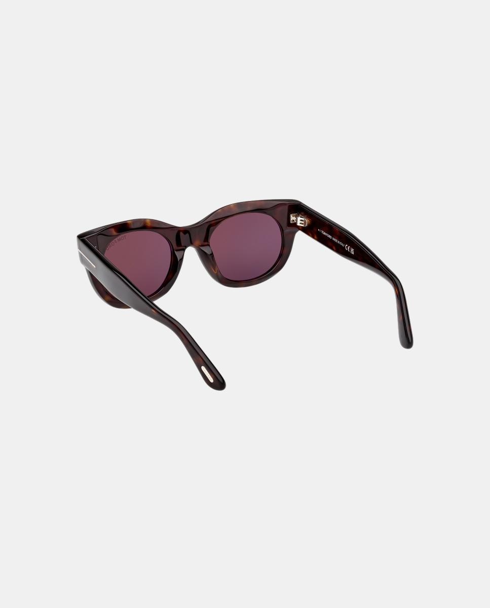 Óculos de sol redondos havana com lentes castanhas 4
