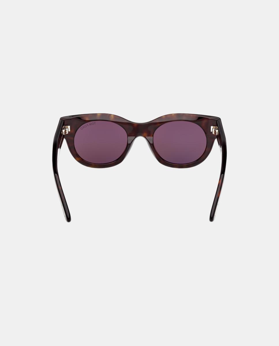 Óculos de sol redondos havana com lentes castanhas 5