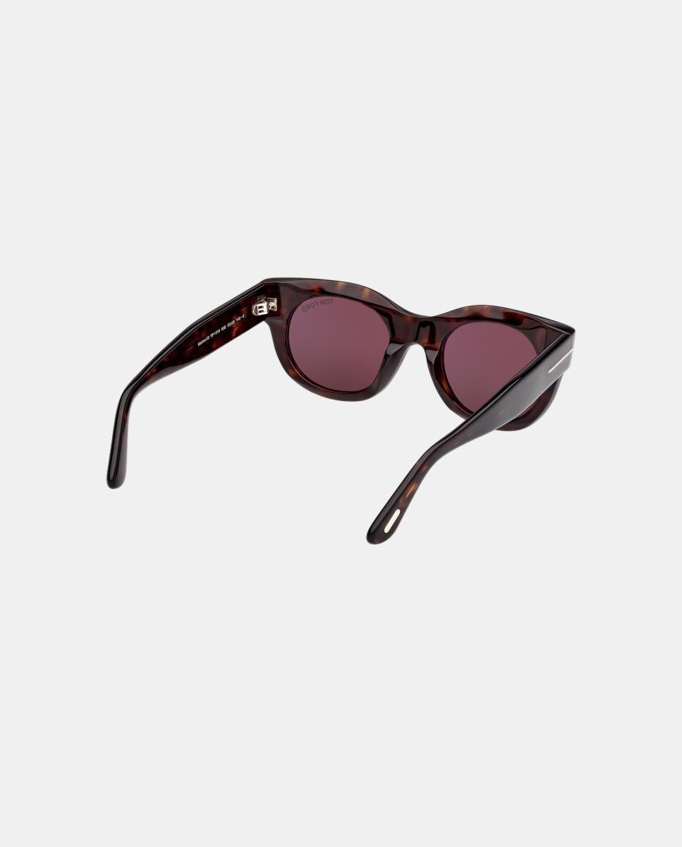 Óculos de sol redondos havana com lentes castanhas 6