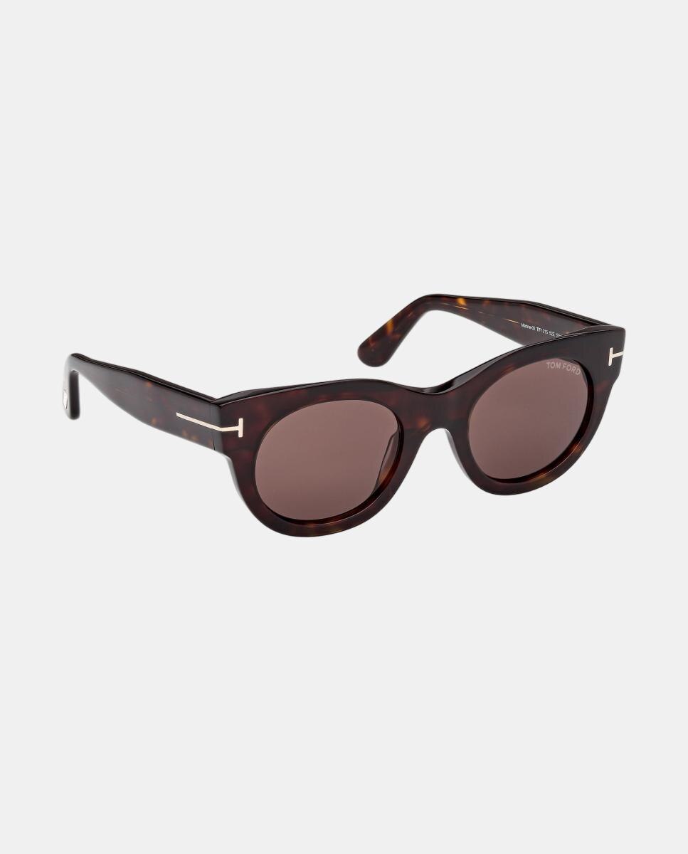 Óculos de sol redondos havana com lentes castanhas 8