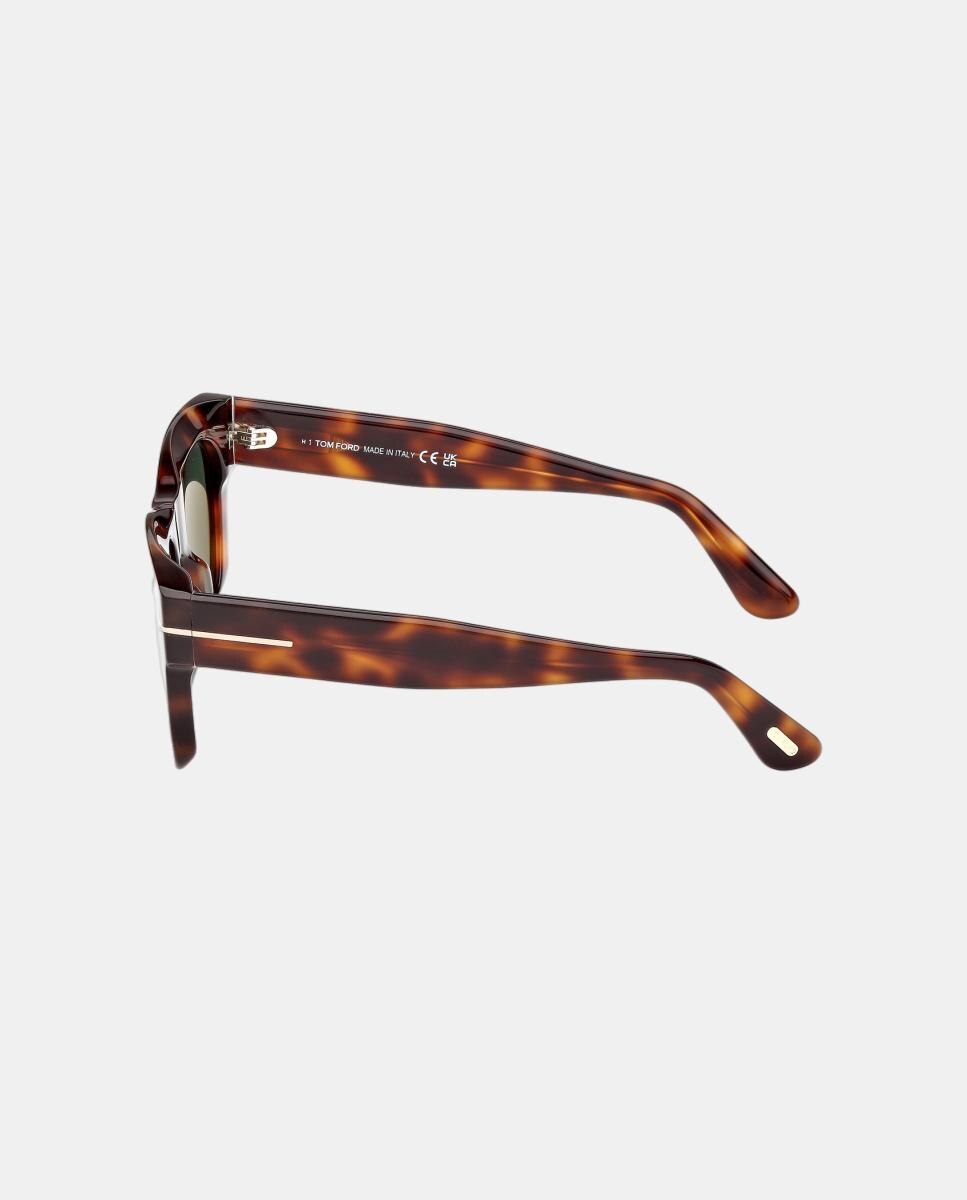 Óculos de sol quadrados havana com lentes verdes 3