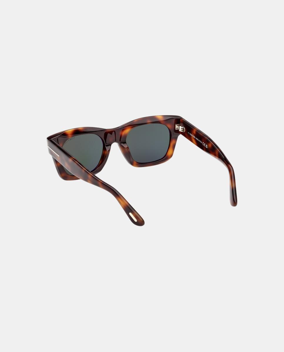 Óculos de sol quadrados havana com lentes verdes 4