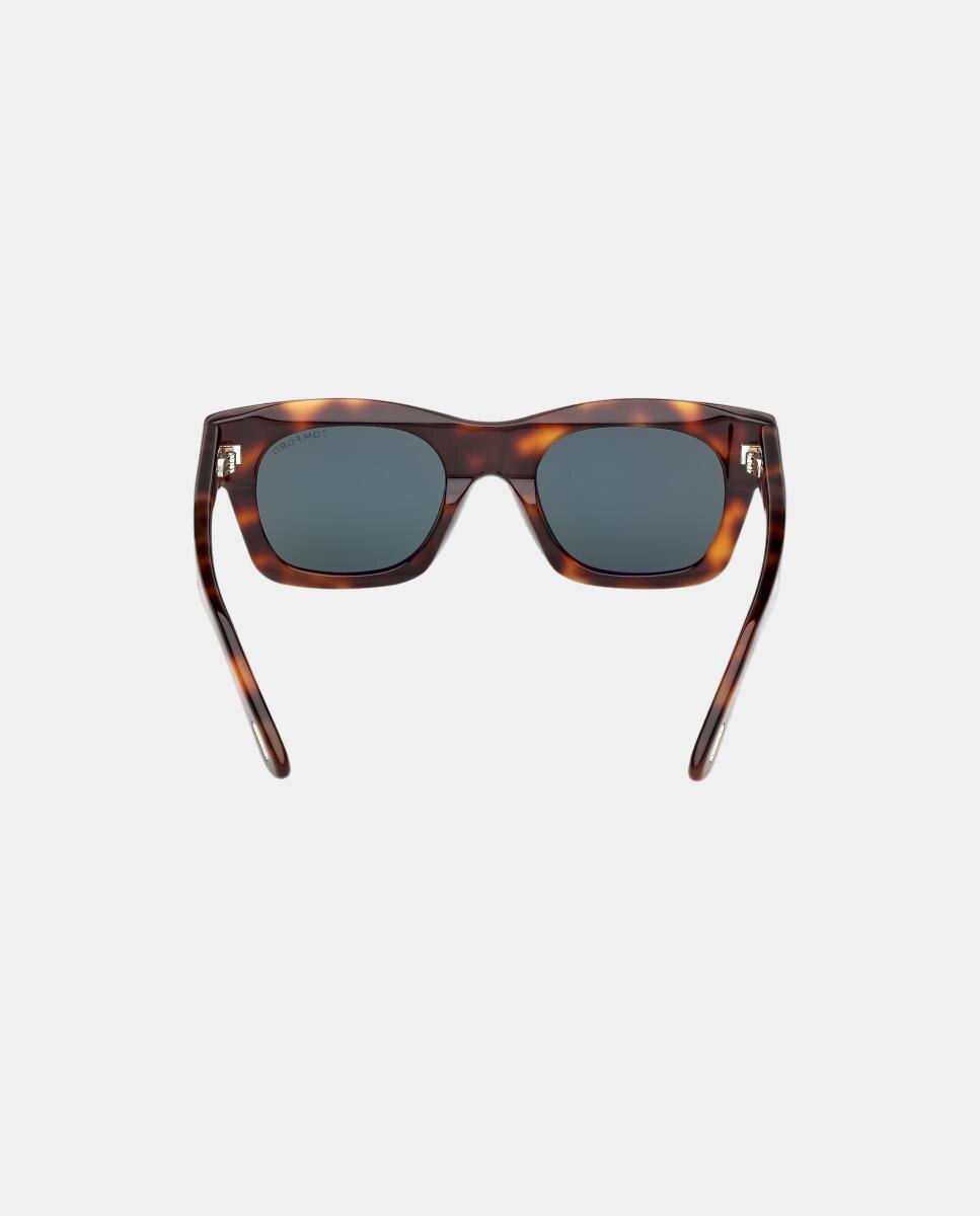 Óculos de sol quadrados havana com lentes verdes 5