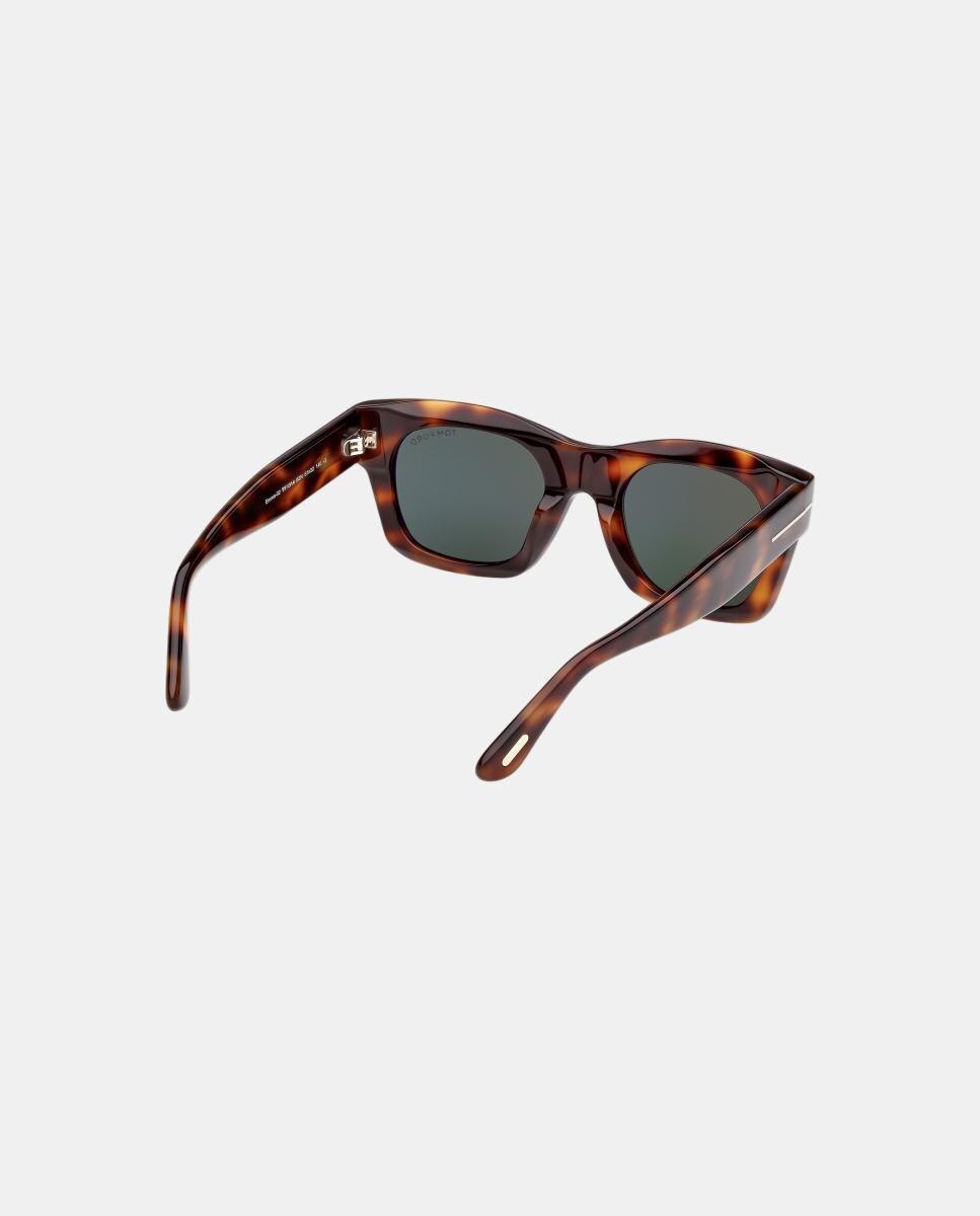 Óculos de sol quadrados havana com lentes verdes 6