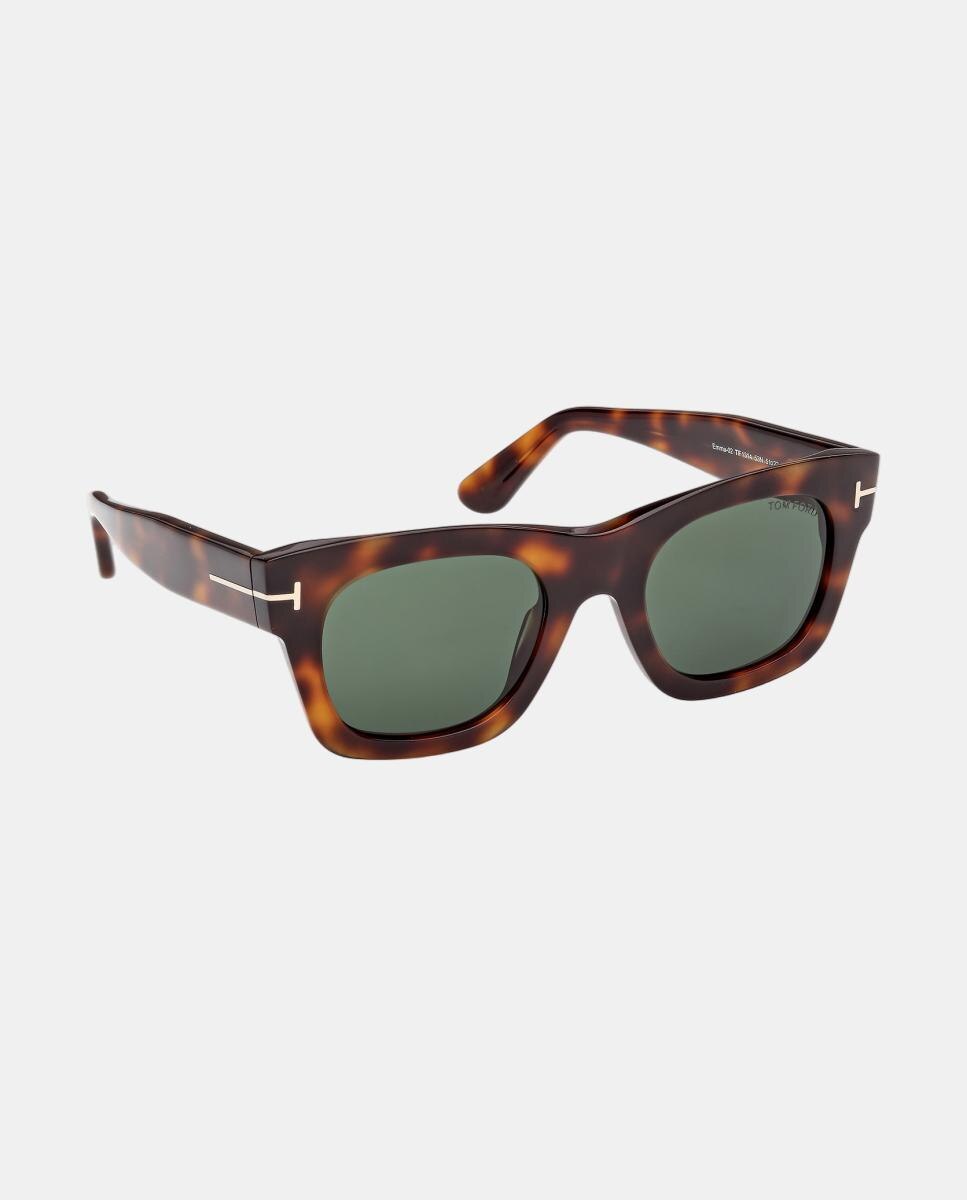 Óculos de sol quadrados havana com lentes verdes 8