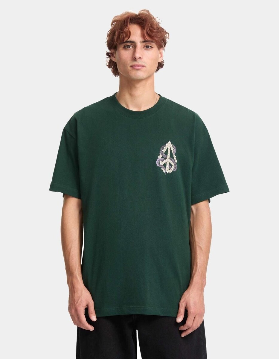 T-shirt de Homem Snake Peace - Verde Escuro 1