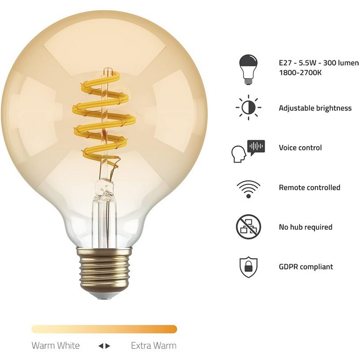Lâmpada Filamento CCT E27 G95 - Âmbar 3