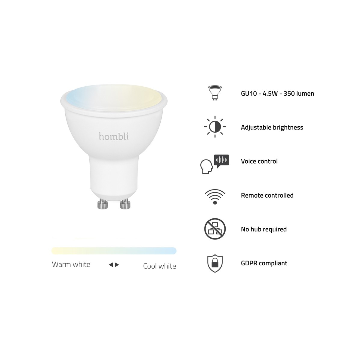 Foco Inteligente 4,5 W CCT Pack 1+1 4