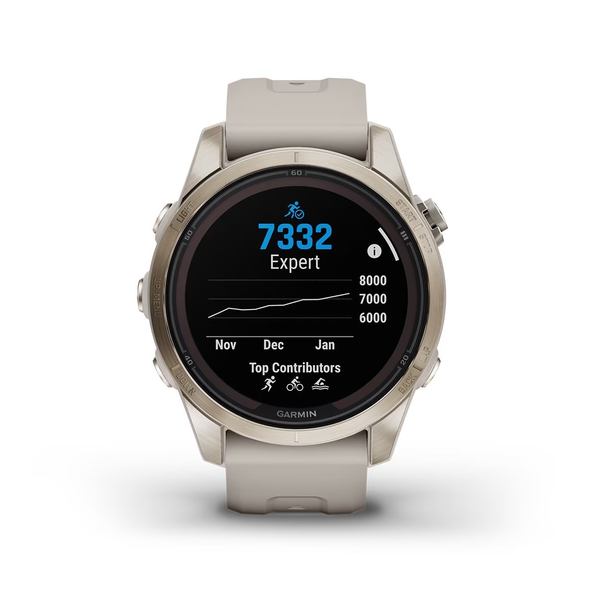 Relógio Smartwatch Fenix 7S Pro Safira Solar Dourado / Bege-9
