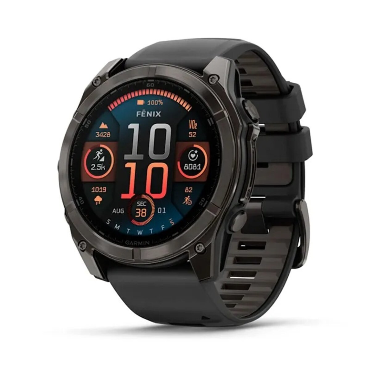 Relógio Smartwatch Fenix 8 Zafiro Amoled Titânio DLC - 51mm Cinzento carvão-1
