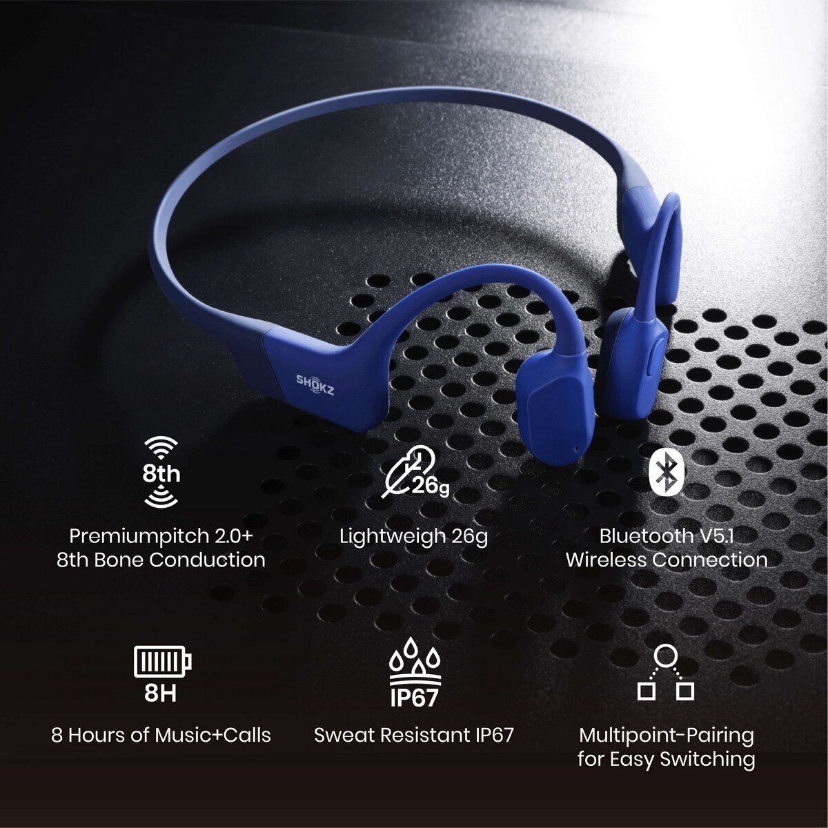 Auriculares Desportivos de Condução Óssea Sem Fios OpenRun Azul-2