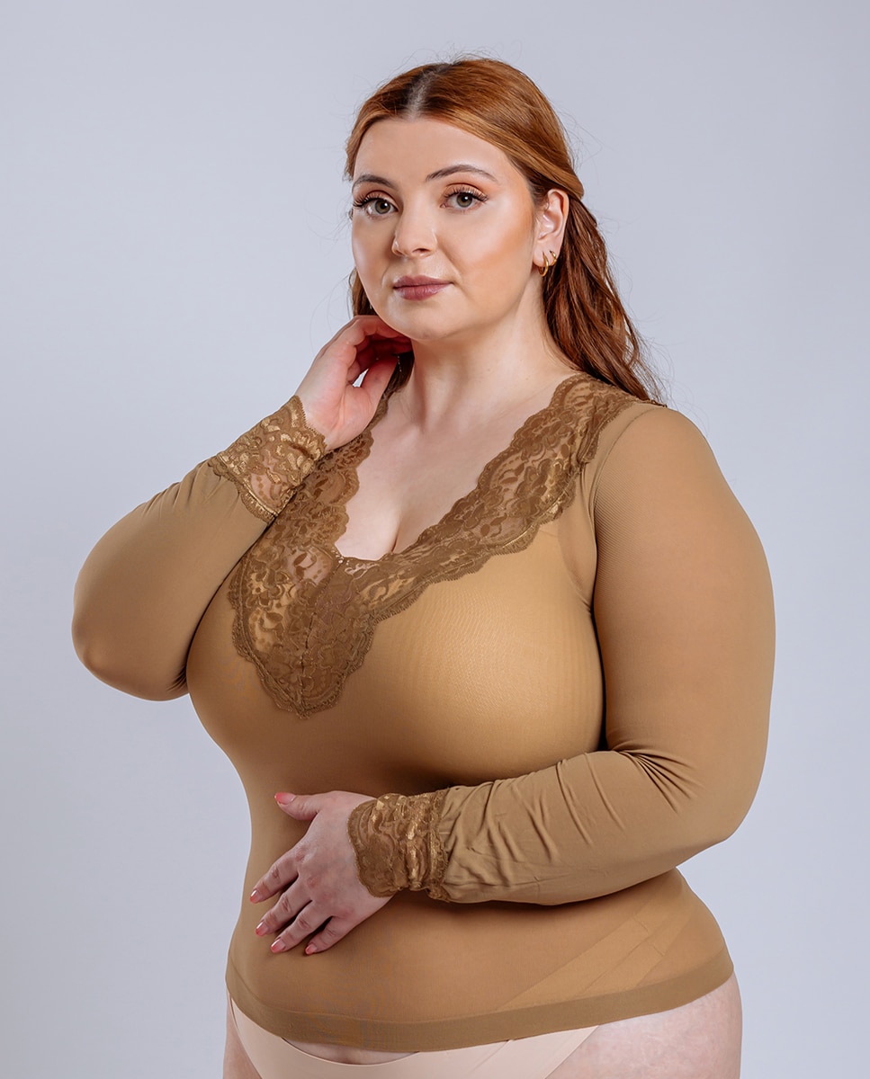 Camisola Adelfa Plus Size Collady Nude-1