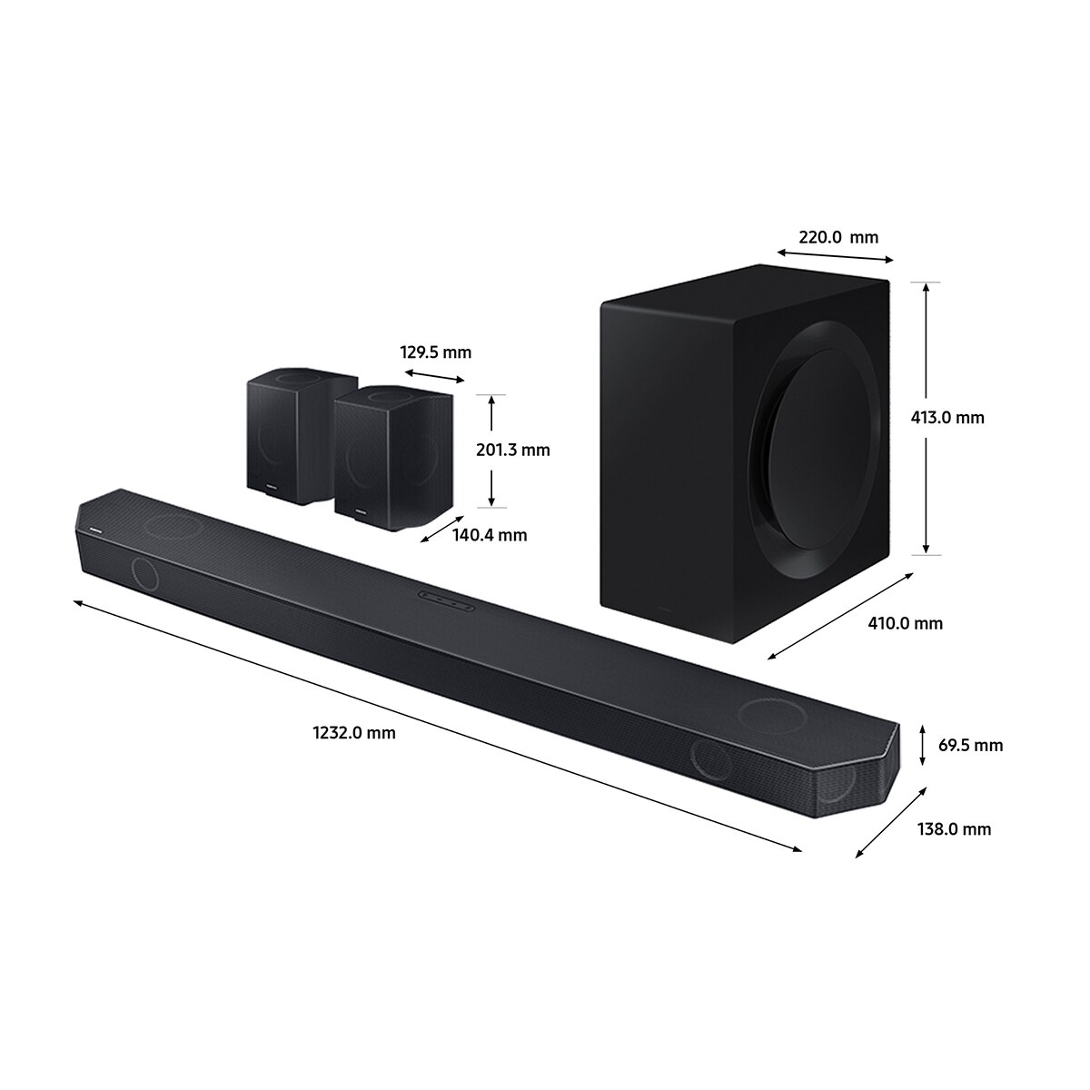 Recondicionado - Grade B - Barra de Som Samsung 2023 HW-Q990C Dolby Atmos y DTS: X, Q-Symphony, 11.1.4 ch, 656W, Subwoofer sem Fios Preto-8