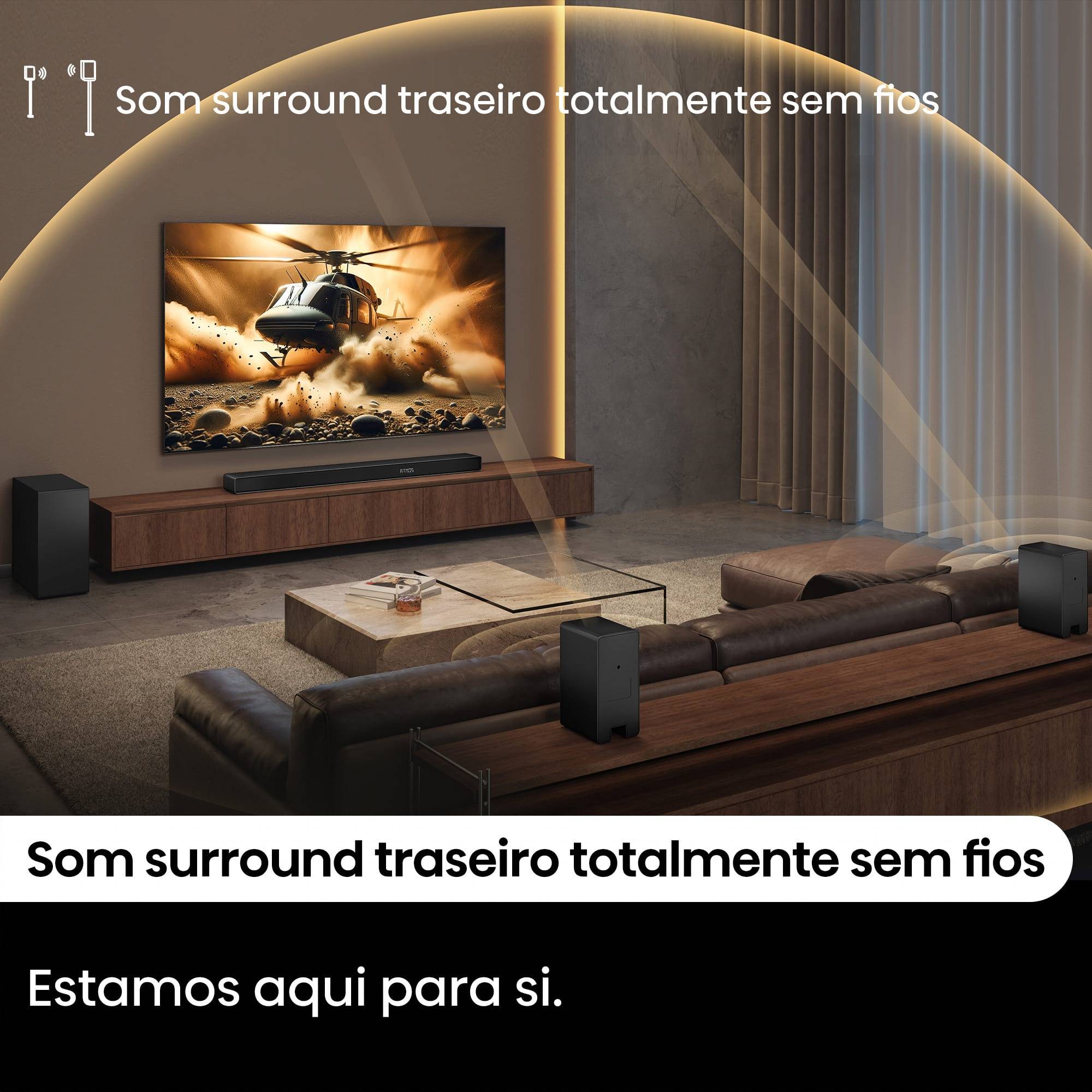 Recondicionado - Grade B - Barra de Som Hisense AX5140Q, Dolby Atmos 5.1.4, 600W, Subwoofer Sem Fios com Colunas Traseiras Preto-5