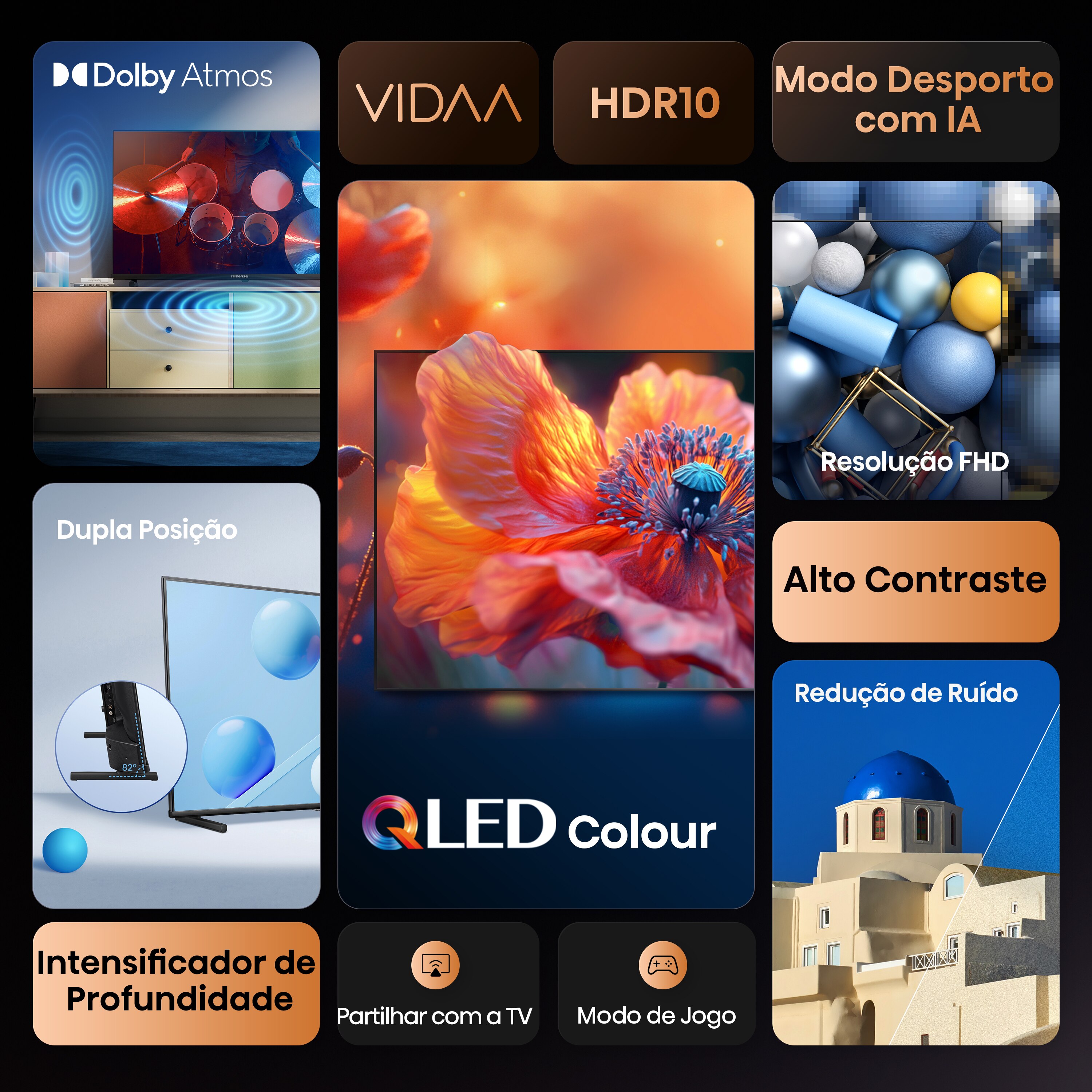 Recondicionado - Grade B - TV QLED 80 cm (32") Hisense 32A5Q, Full HD, Smart TV Preto-3