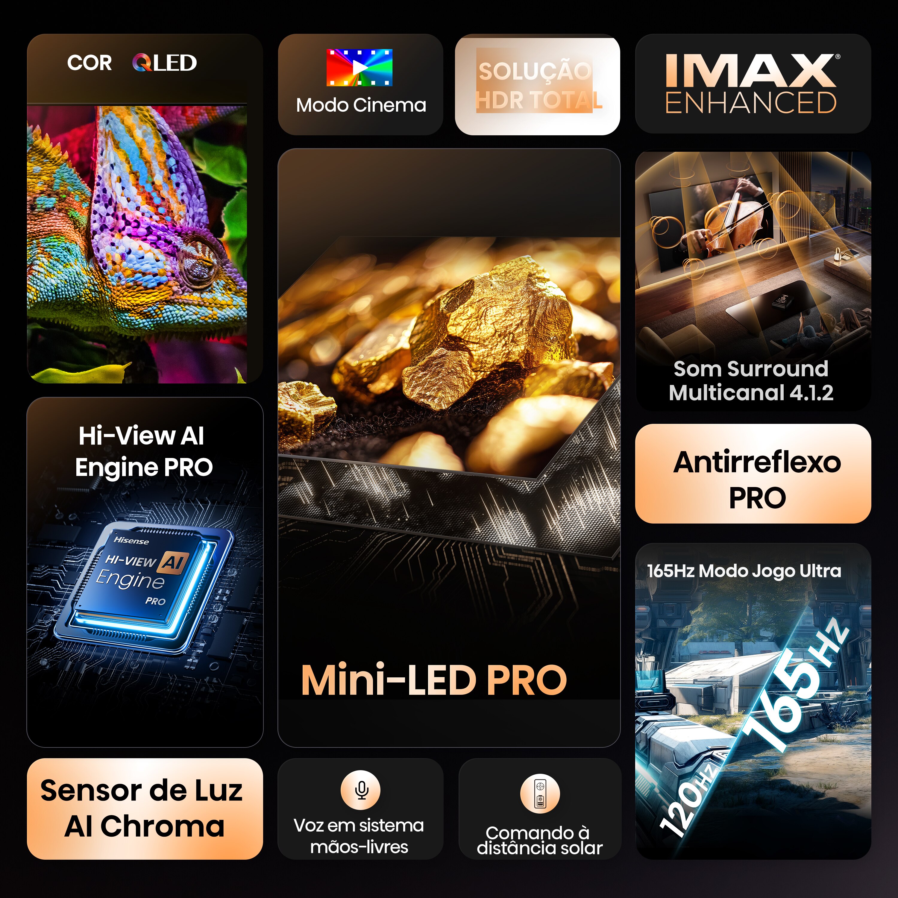 Recondicionado - Grade A - TV MiniLED 164 cm (65") Hisense 65U7Q Pro, UHD 4K, Smart TV Alumínio/Cinzento-carvão-3