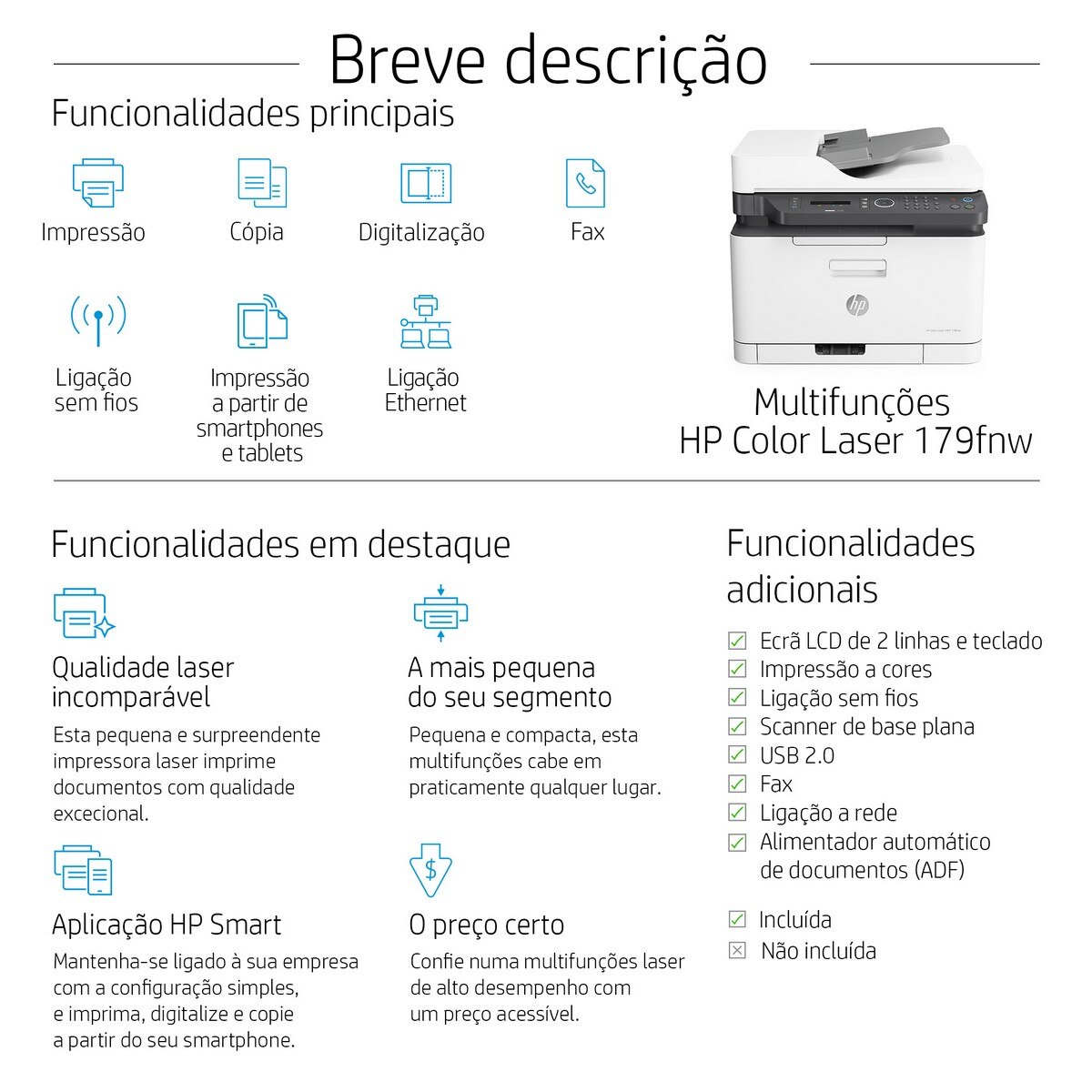 Impressora Multifunções HP Cor Laser 179fnw Fax Wi-Fi Branco-4