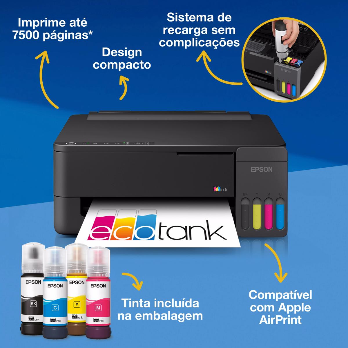 Impressora Jato de Tinta Epson EcoTank ET-1910 - Impressão - Duplex Manual, Wireless Preto-4