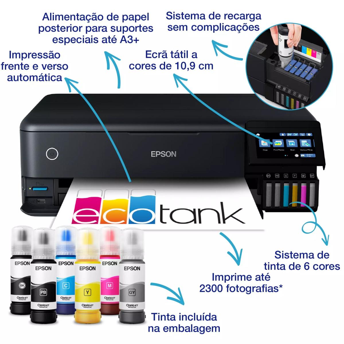 Impressora Multifunções Recarregável Epson EcoTank ET-8550, Ethernet e Wi-Fi Preto-2
