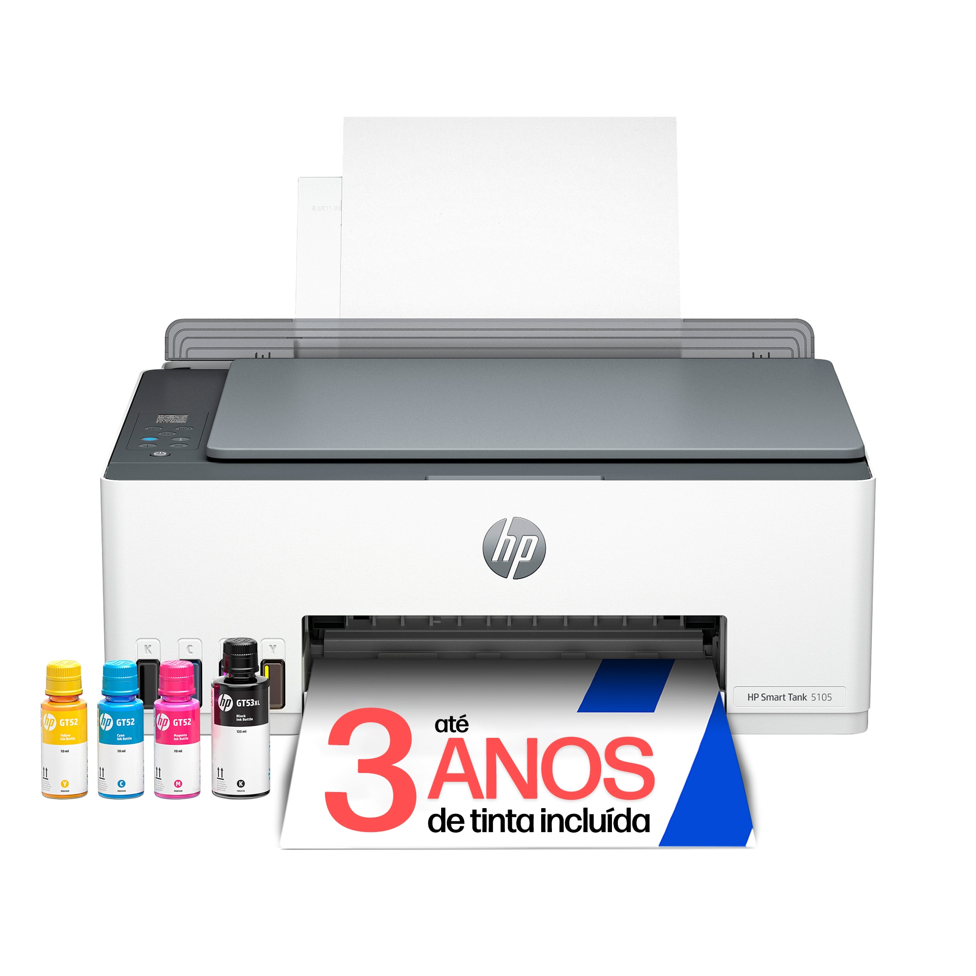 Imagem 0 de Impressora HP Smart Tank 5105 Reservatório de Tinta de Elevada Capacidade, Multifunções, Jato de Tinta e Wi-Fi