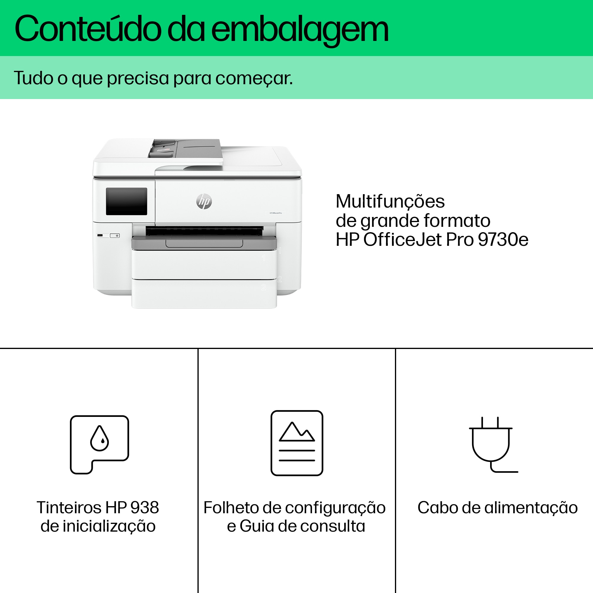 Impressora HP OfficeJet Pro 9730e Multifunções A3, Fax Digital, Wi-Fi Branco-9