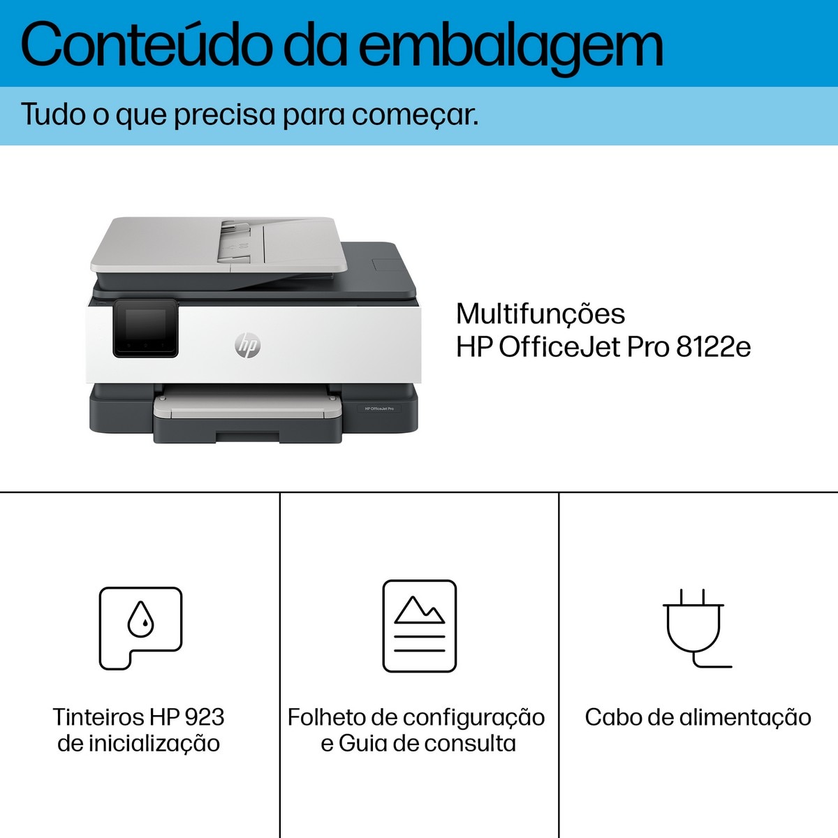 Impressora Multifunções HP OfficeJet Pro 8122e, Fax Móvel, Wi-Fi, Suporte de Tinta Instantânea Branco / Cinzento-9
