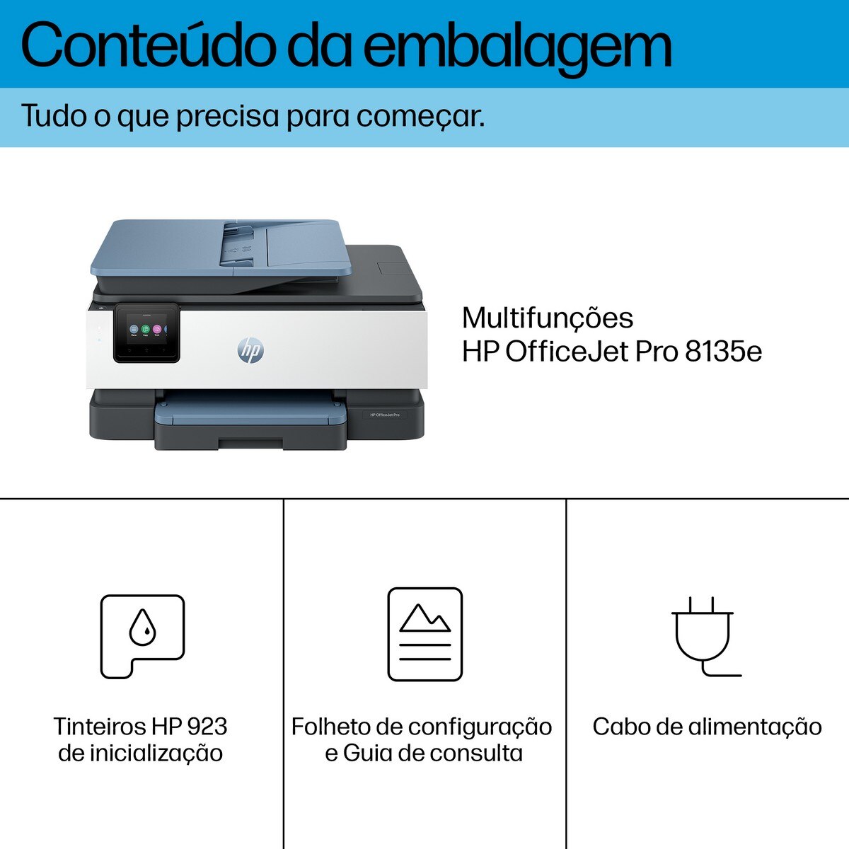 Impressora Multifunções HP OfficeJet Pro 8135e, Fax, Wi-Fi, Compatível com Instant Ink Branco / Azul-9