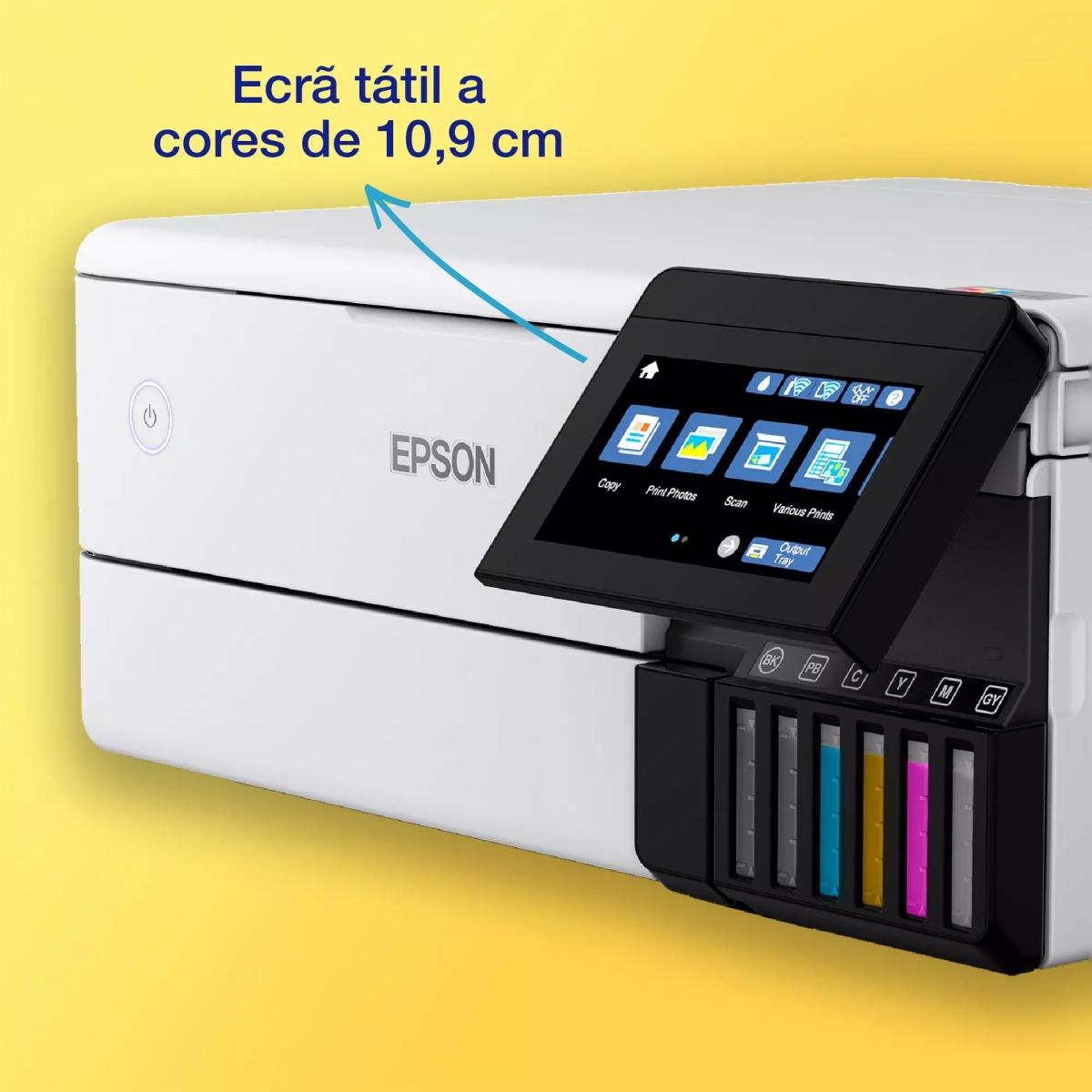 Impressora Multifunçõs Recarregável Epson EcoTank ET-8500 Wi-Fi Branco-4