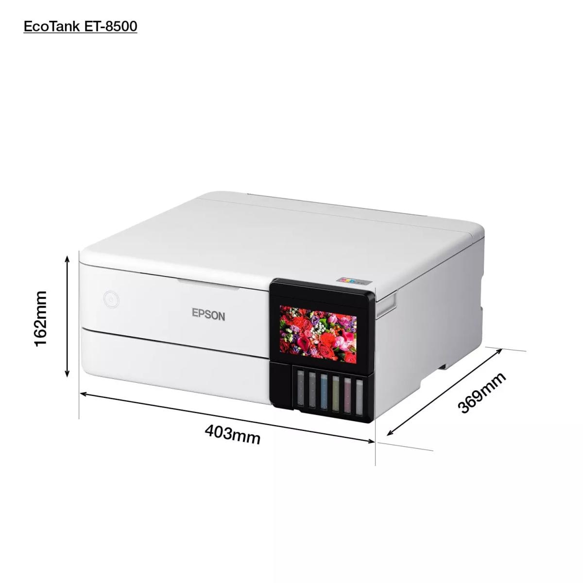 Impressora Multifunçõs Recarregável Epson EcoTank ET-8500 Wi-Fi Branco-7