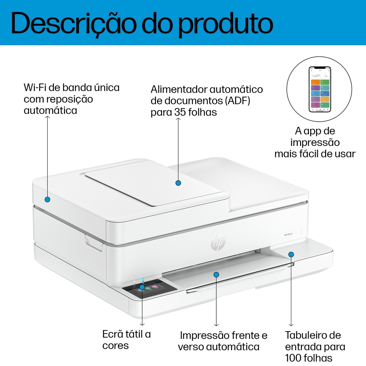 Impressora Multifunções HP Instant Ink Envy 6530e All-In-One 3