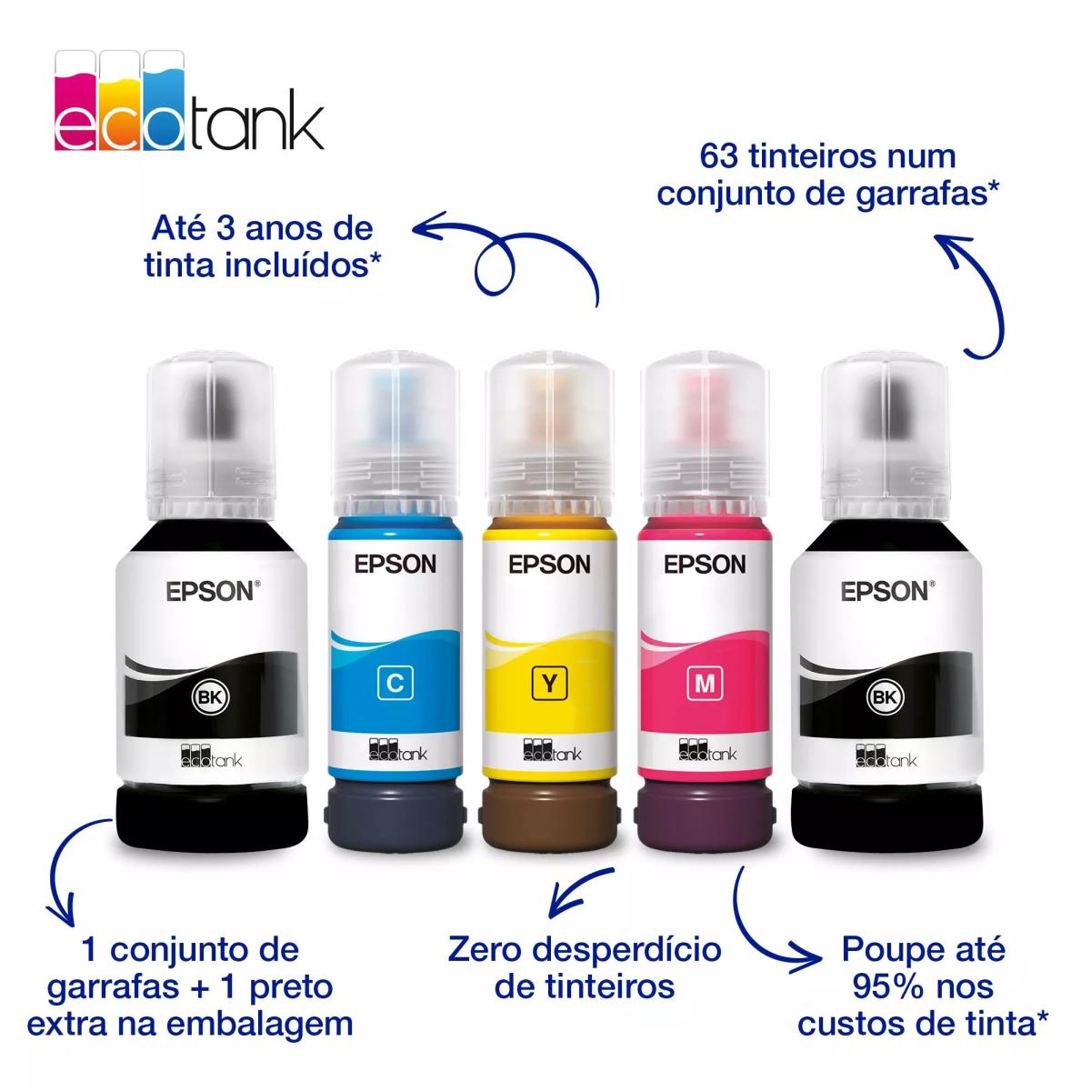 Impressora Mutifunções Epson Recarregável com Tinta Epson EcoTank ET-3956, ADF e Wi-Fi Branco-6