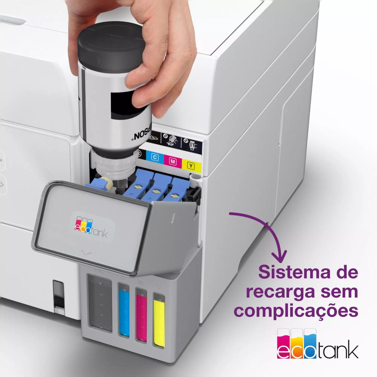 Impressora Mutifunções Epson Recarregável com Tinta Epson EcoTank ET-3956, ADF e Wi-Fi Branco-9