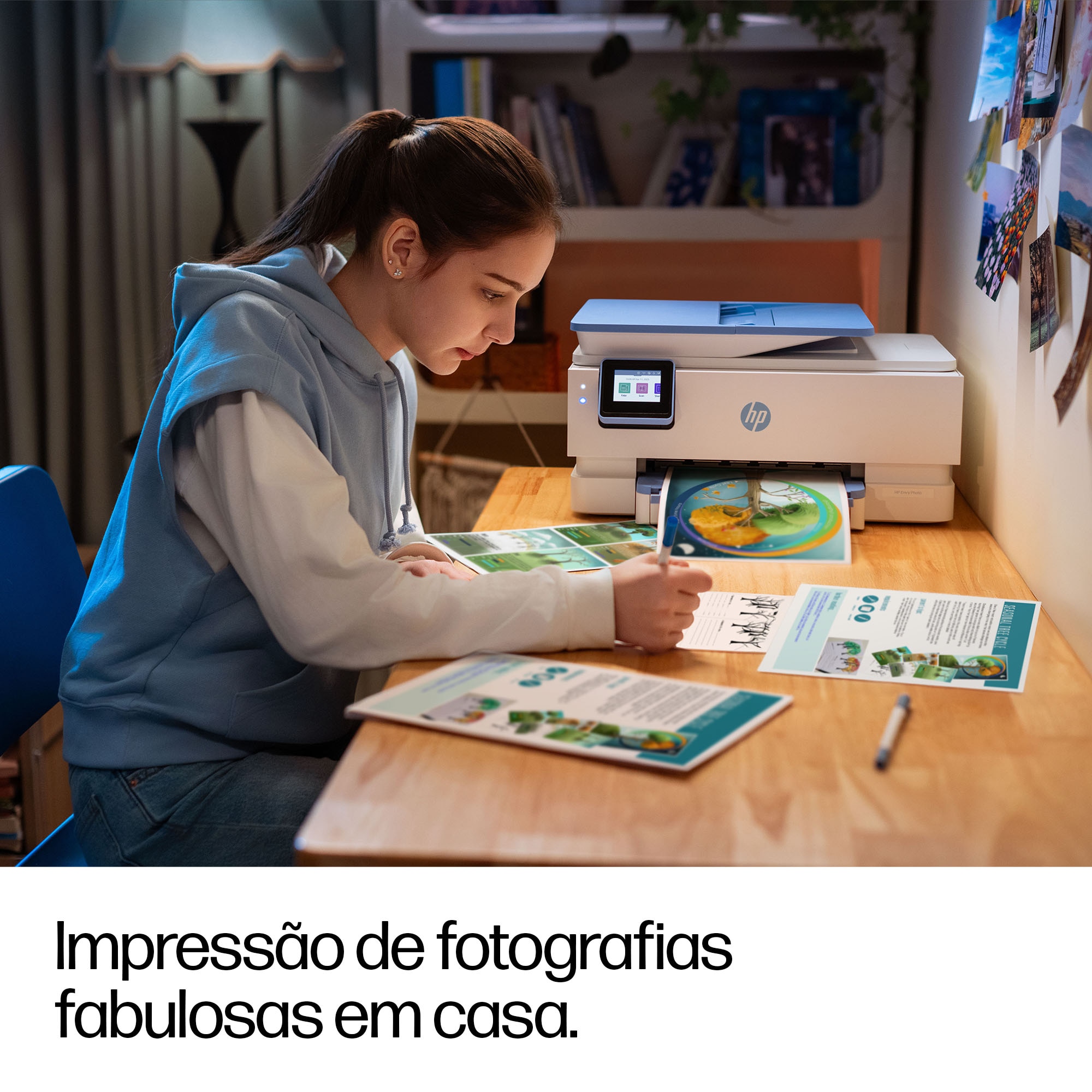 Impressora Multifunções HP Jacto Tinta Envy Photo 7931 All-in-One - Branco e Azul Branco / Azul-5