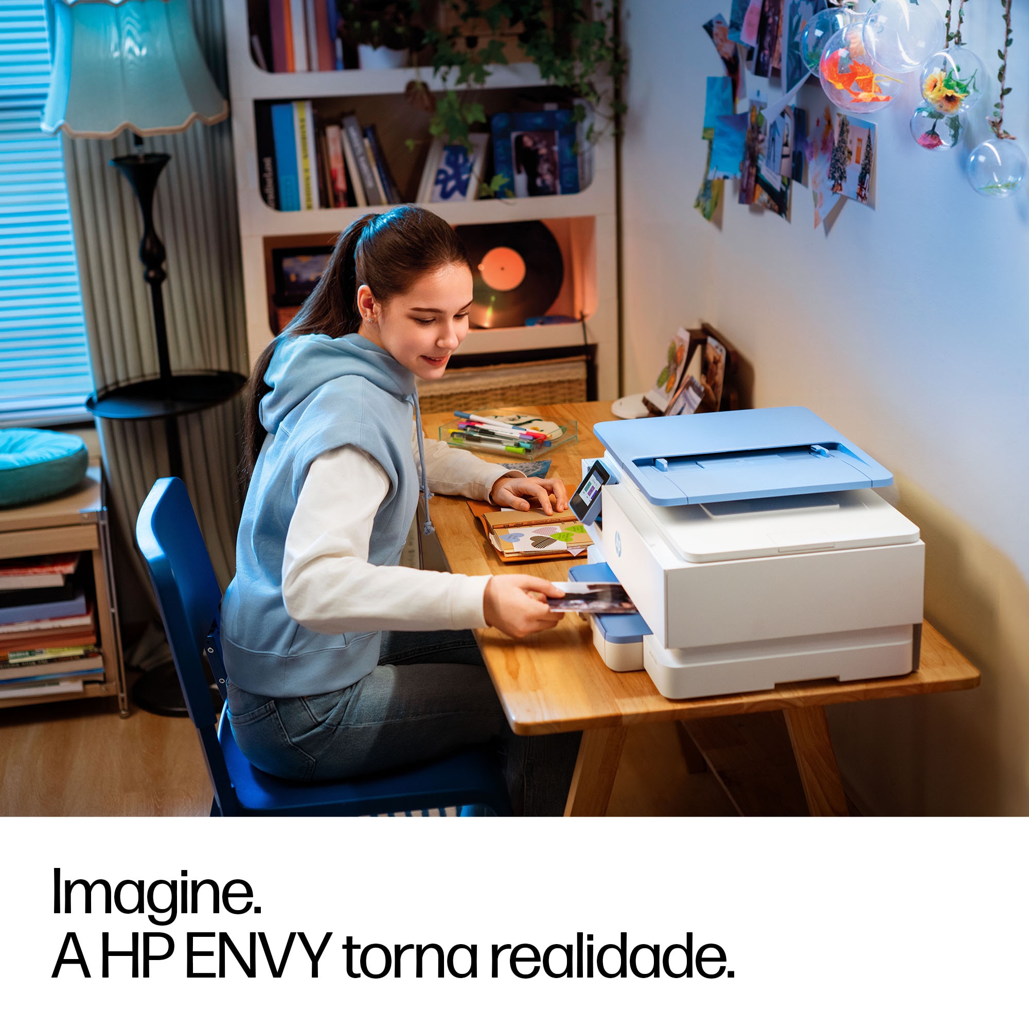 Impressora Multifunções HP Jacto Tinta Envy Photo 7931 All-in-One - Branco e Azul Branco / Azul-7