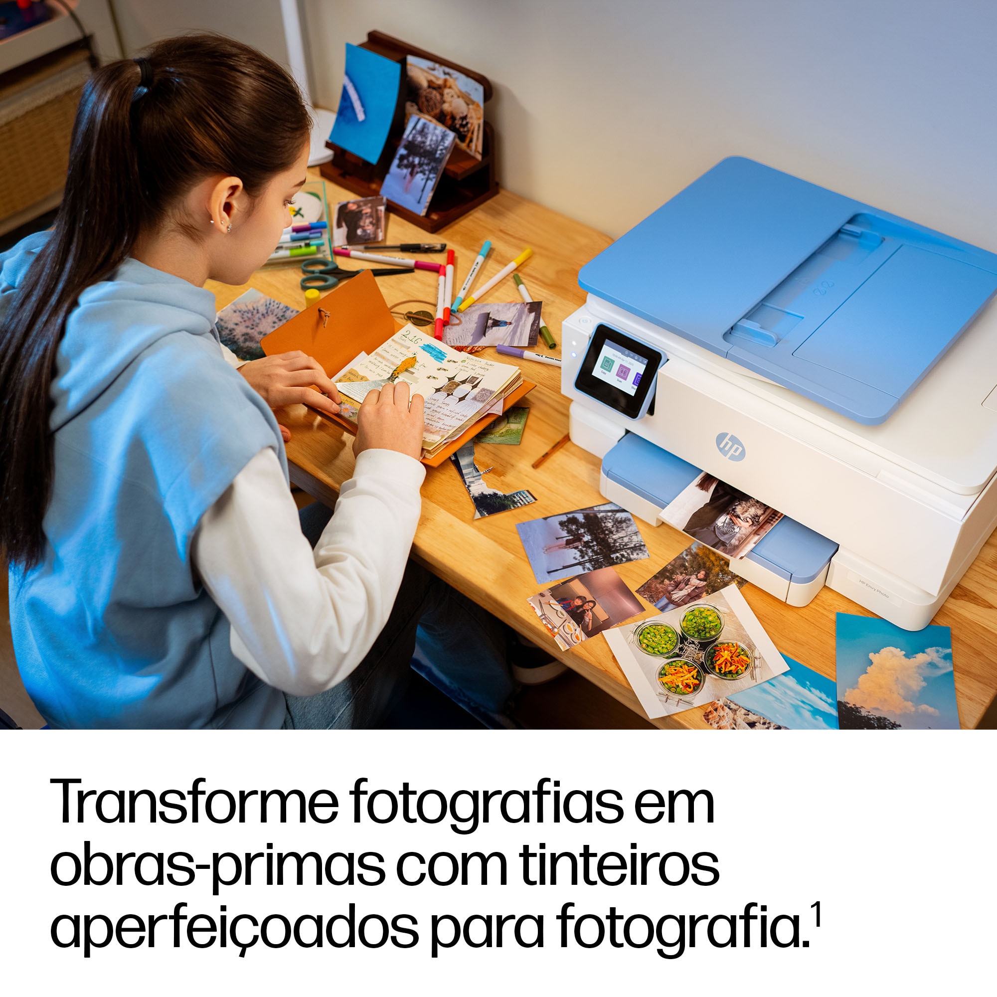 Impressora Multifunções HP Jacto Tinta Envy Photo 7931 All-in-One - Branco e Azul Branco / Azul-8