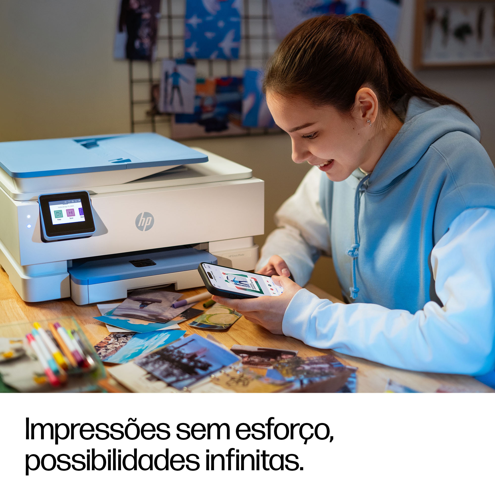 Impressora Multifunções HP Jacto Tinta Envy Photo 7931 All-in-One - Branco e Azul Branco / Azul-9