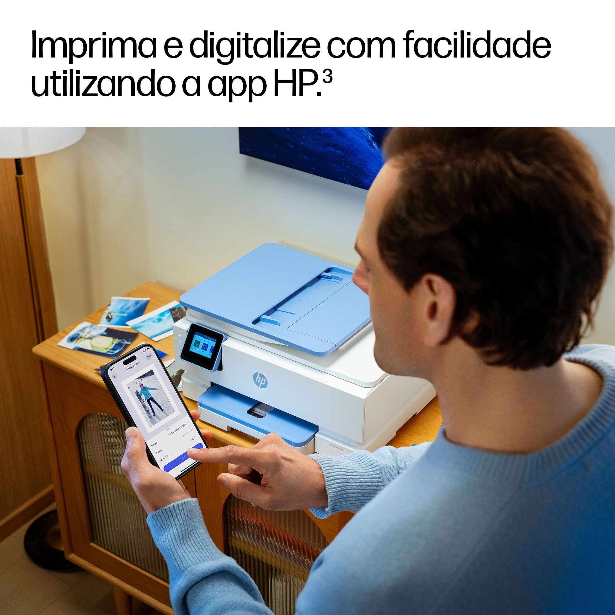 Impressora Multifunções HP Jacto Tinta Envy Photo 7931 All-in-One - Branco e Azul Branco / Azul-12