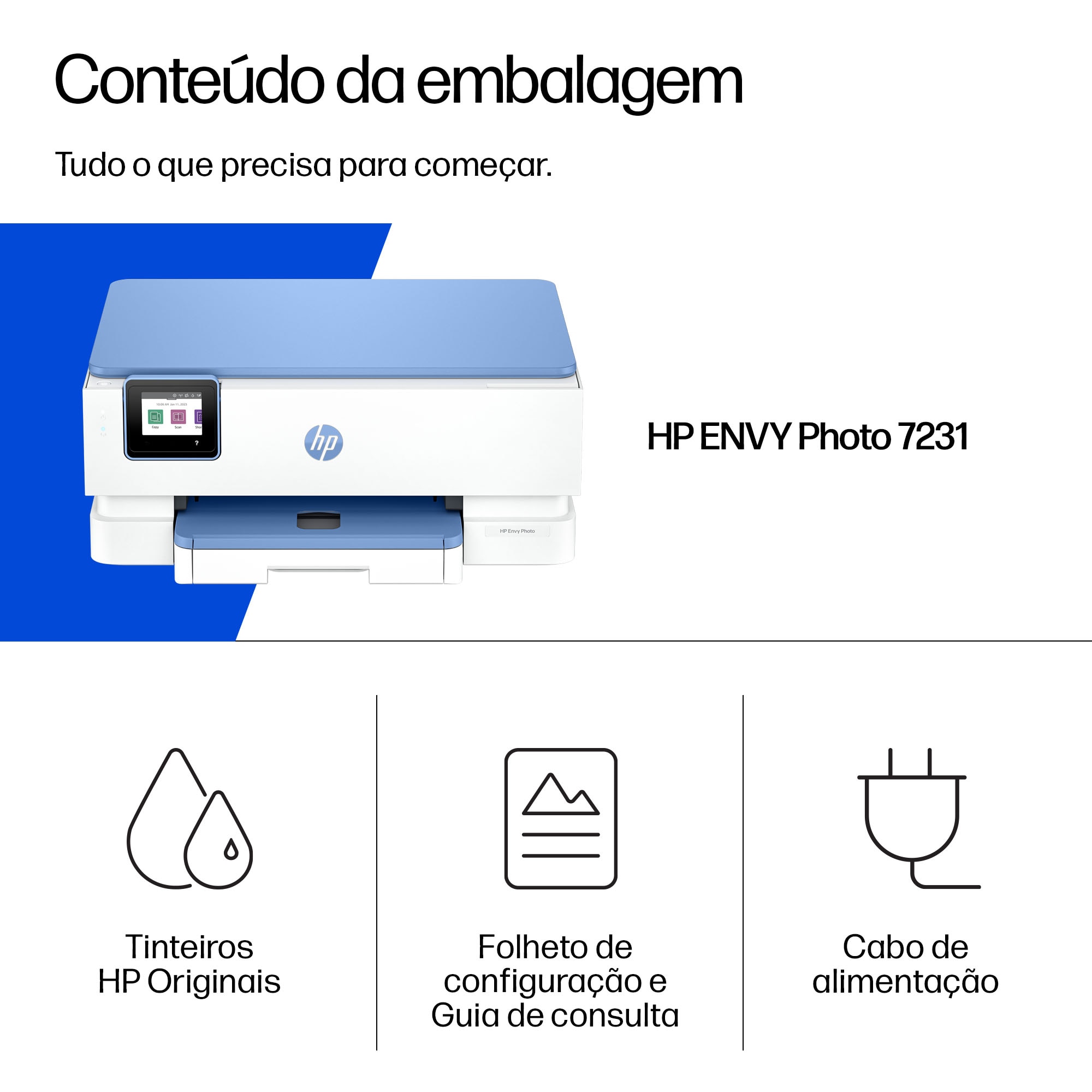 Impressora Multifunções HP Jacto Tinta Envy Photo 7231 All-in-One - Branco e Azul Branco / Azul-14