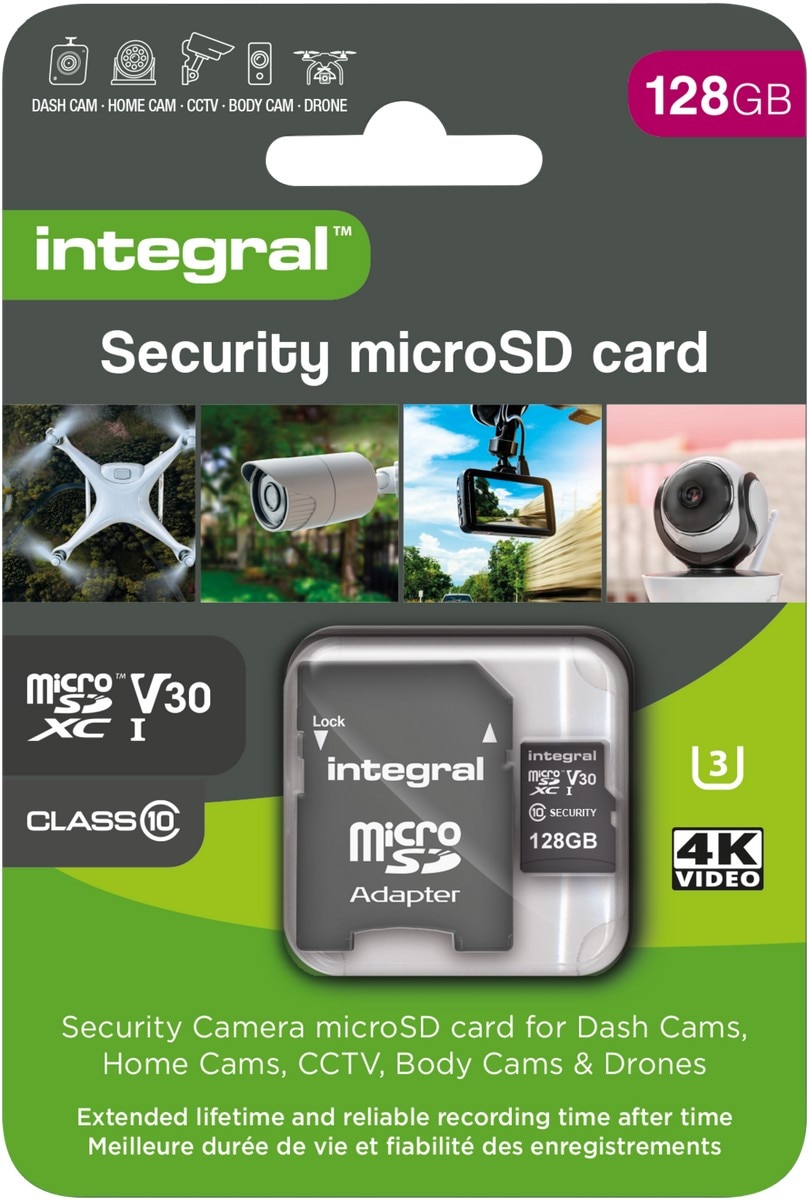 Imagem 0 de Cartão Security microSD Card 128GB 4K V30 UHS-1 U3 A1 Class 10