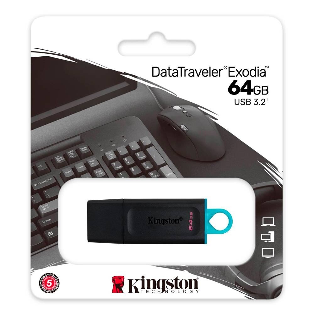 Pen Drive Kingston DataTraveler Exodia 64GB USB 3.2 - Preto Preto-4