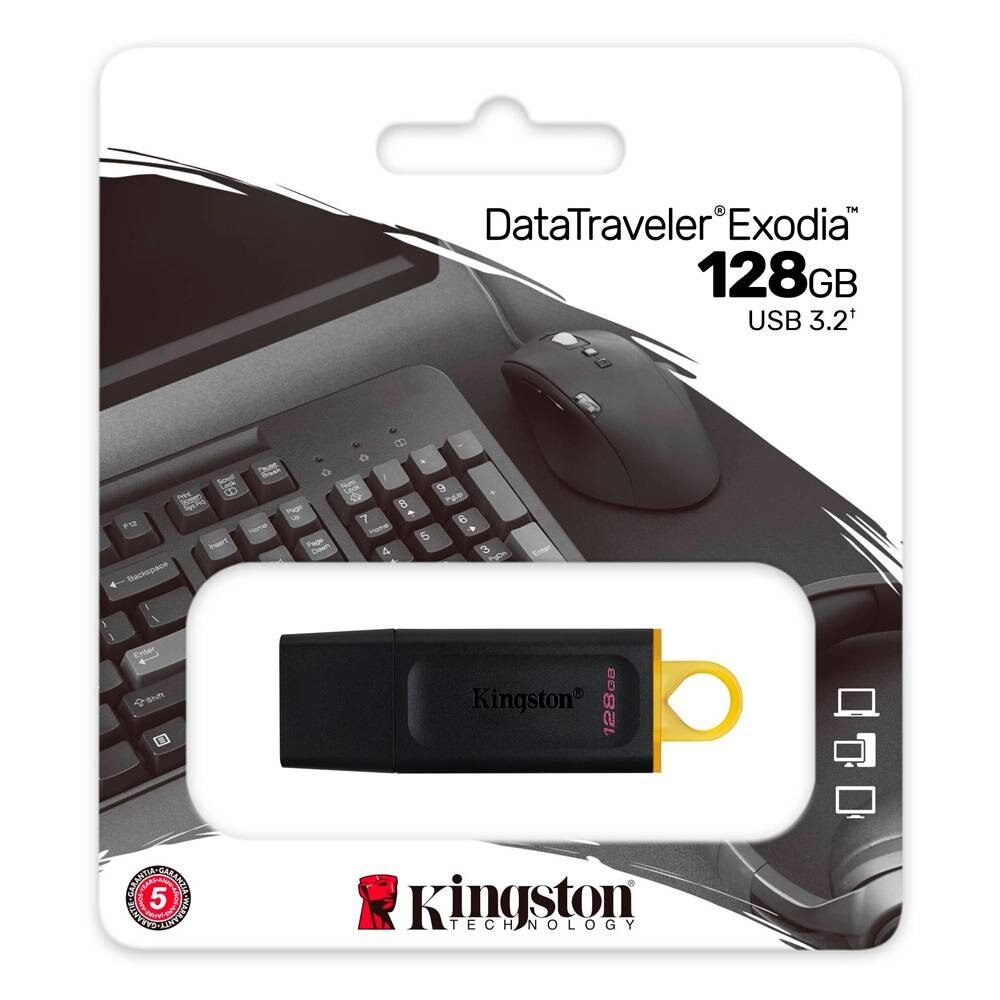 Pen Drive Kingston DataTraveler Exodia 128GB USB 3.2 - Preto Preto-4