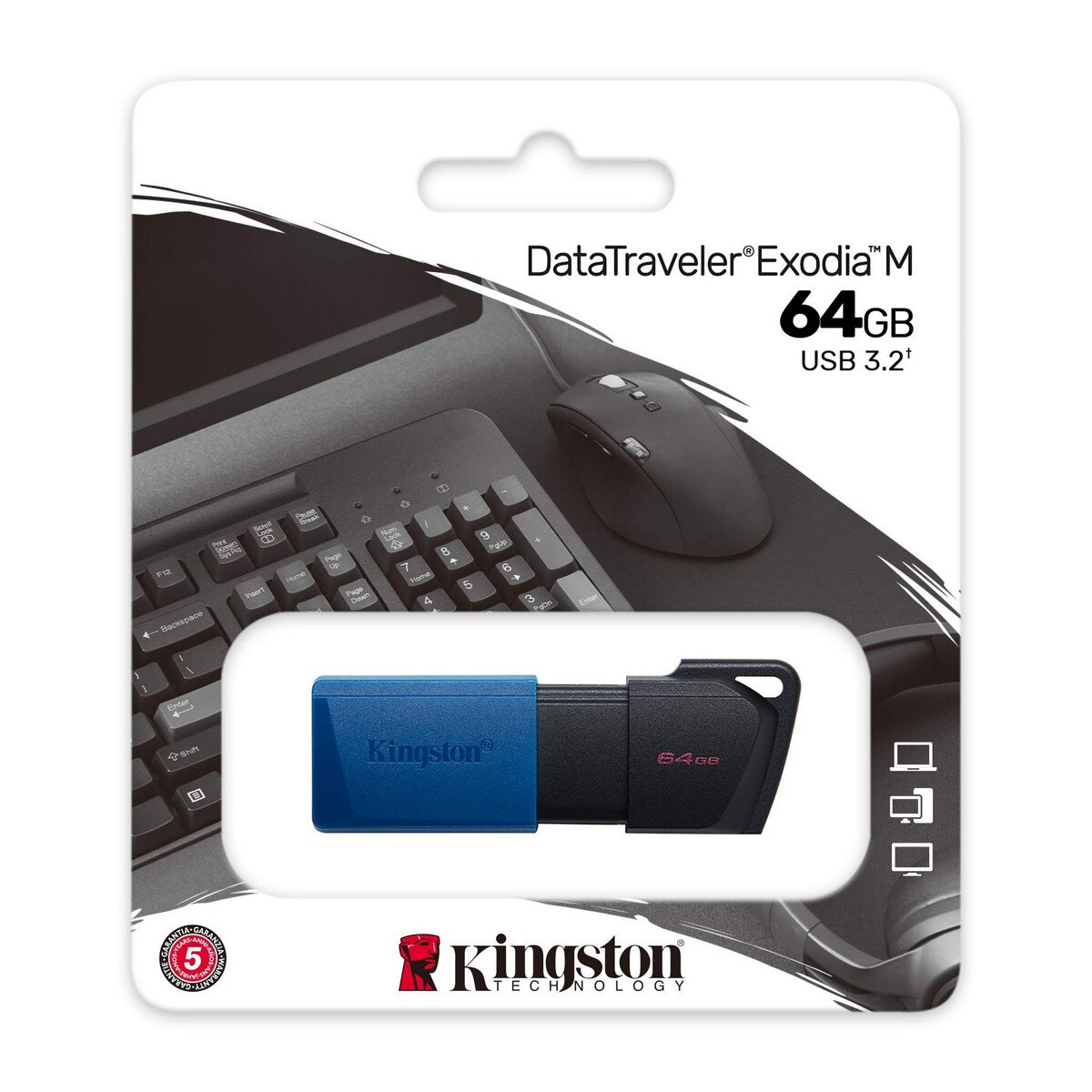 Pen Drive Kingston DataTraveler Exodia M 64GB USB3.2 Gen 1 - Preto e Azul Preto / Azul-3