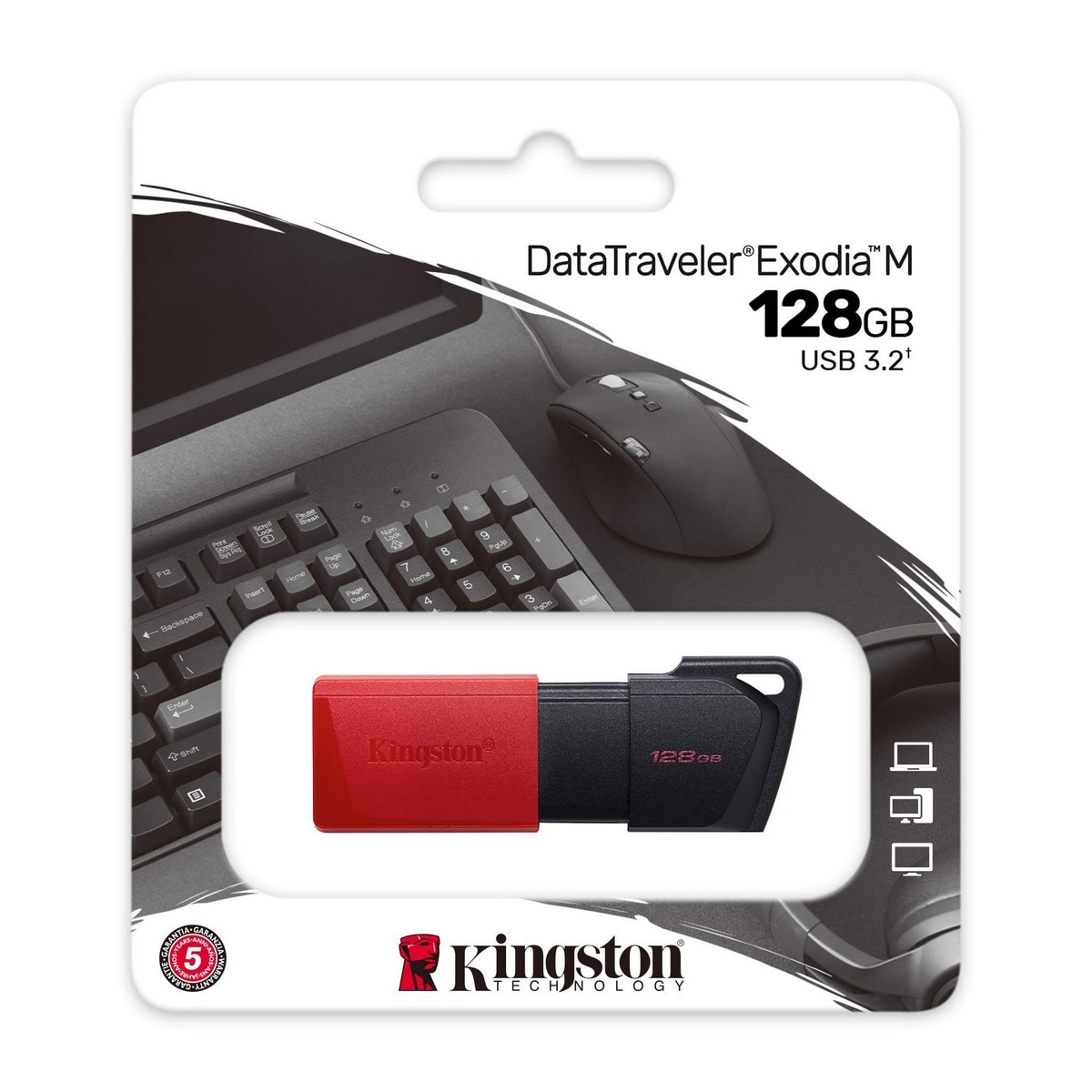 Pen Drive Kingston DataTraveler Exodia M 128GB USB3.2 Gen 1 - Preto e Vermelho Preto / Vermelho-3