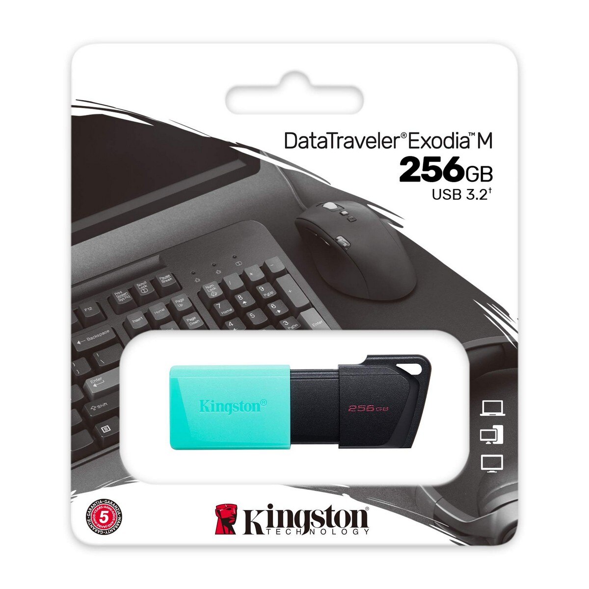 Pen Drive Kingston DataTraveler Exodia M 256GB USB3.2 Gen 1 - Preto e Verde Azulado Preto / Verde-3