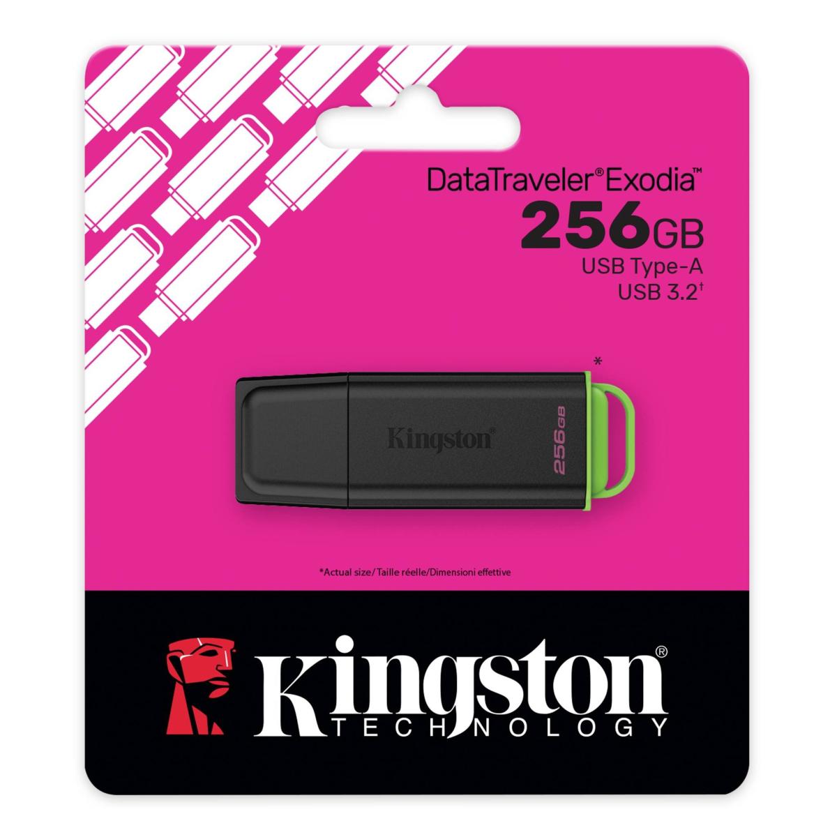 Pen Drive Kingston DataTraveler Exodia 256GB USB 3.2 Gen 1 Type-A Preto / Verde-4