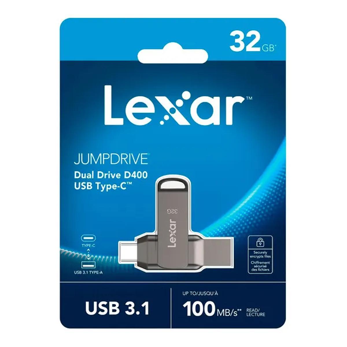 Pen USB Lexar JumpDrive Dual Drive D400 32 GB USB 3.1 Type-C Preto-4