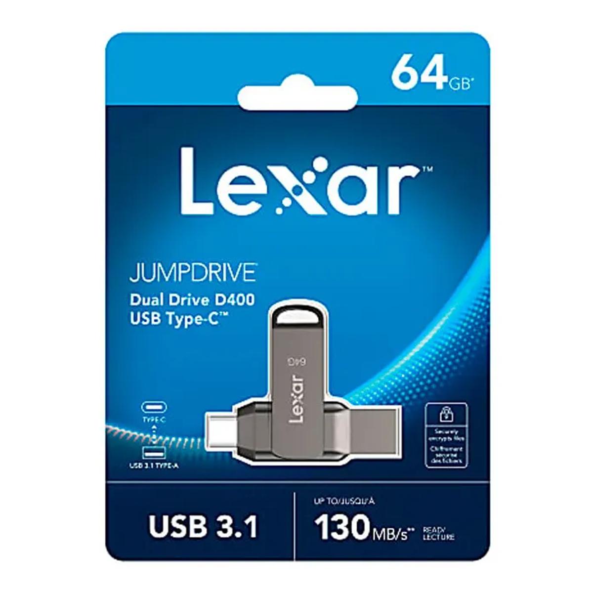 Pen USB Lexar JumpDrive Dual Drive D400 64 GB USB 3.2 Type-C e Type-A Preto-4