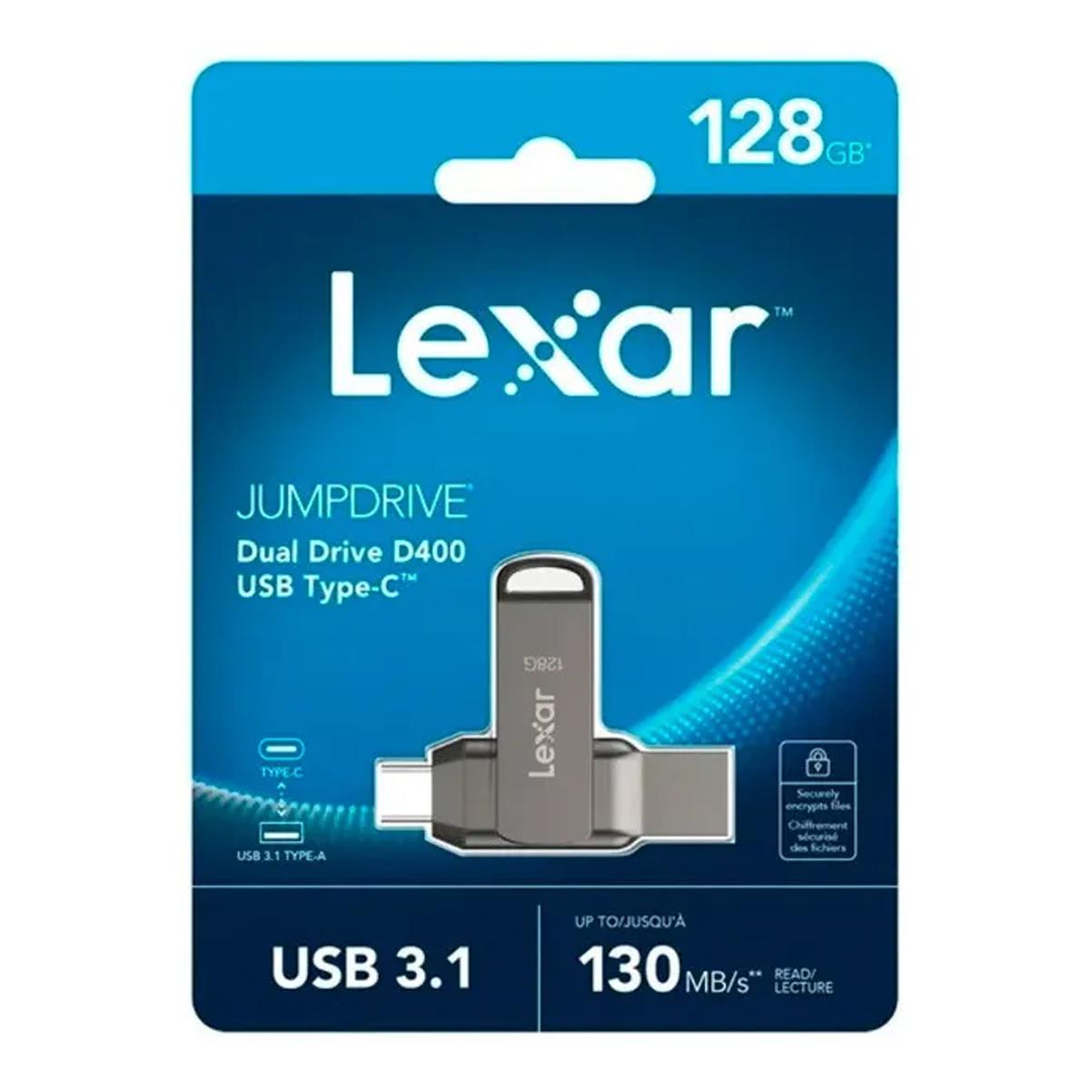 Pen USB Lexar JumpDrive Dual Drive D400 128 GB USB 3.2 Type-C e Type-A Preto-4