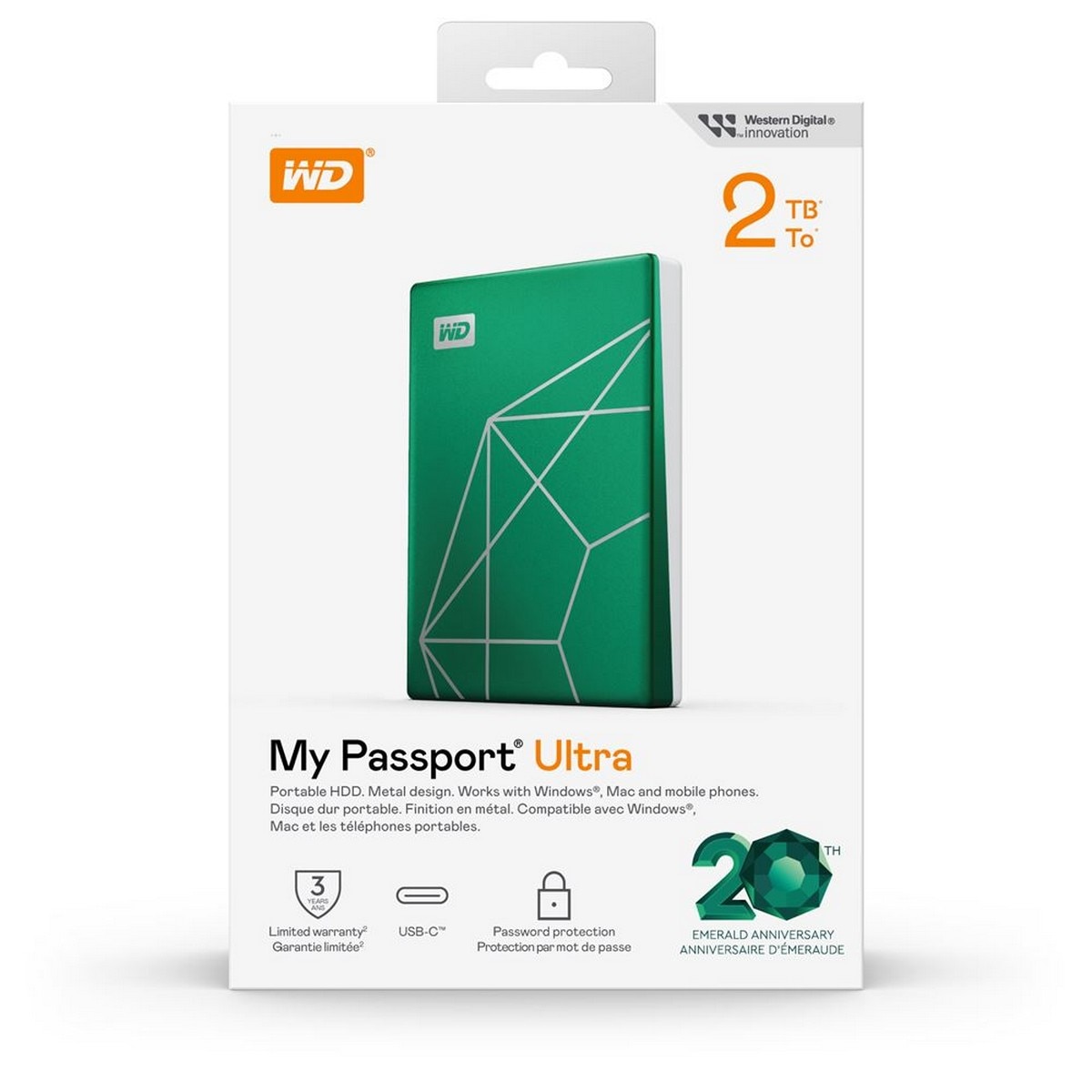 Imagem 0 de Disco Rígido Externo WD My Passport Ultra 2TB Edição 20º Aniversário - Verde Esmeralda